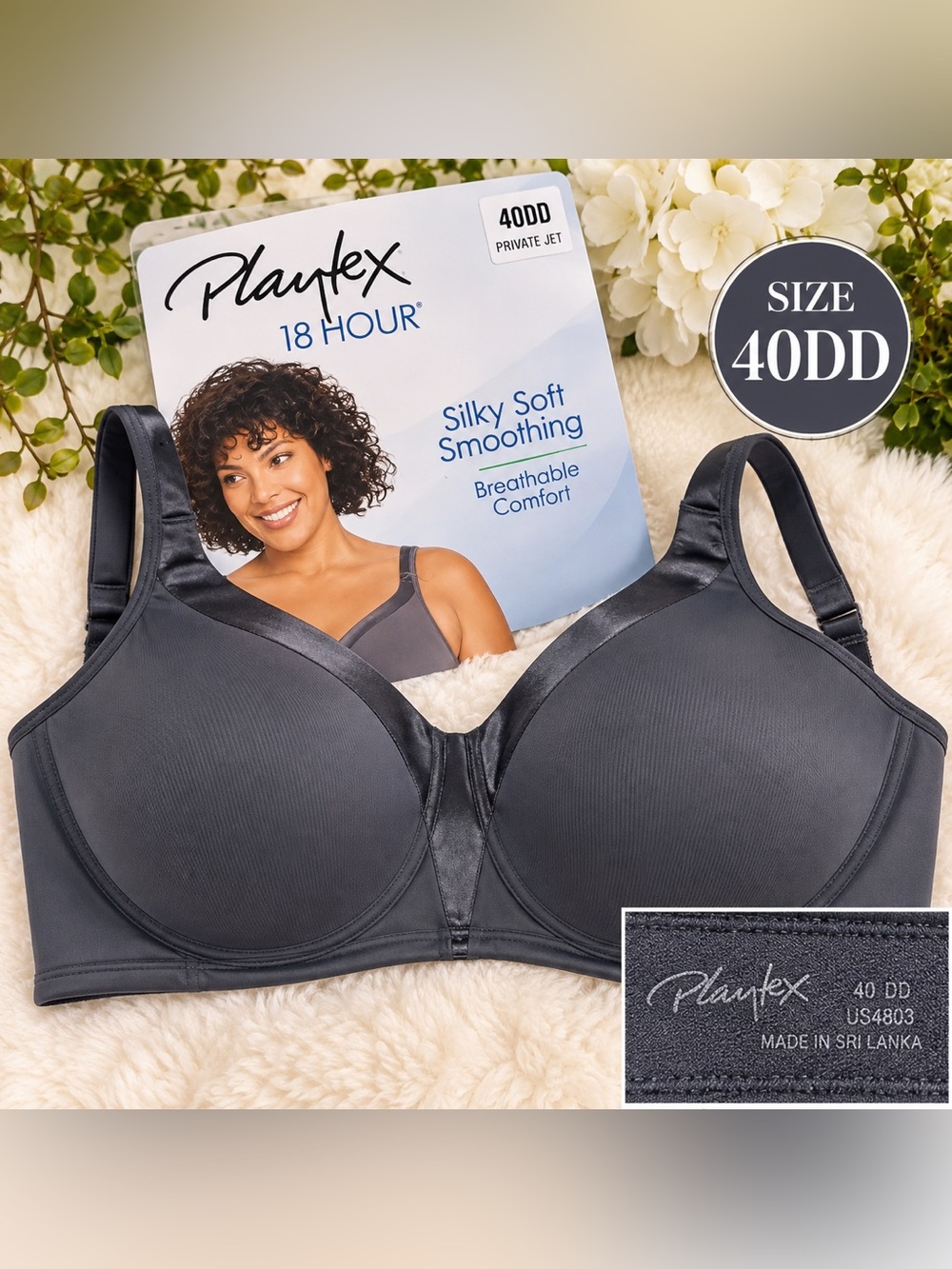 Playtex 18 Hour Silky Soft Smoothing Wireless Bra 4803 – Private Jet – 40DD